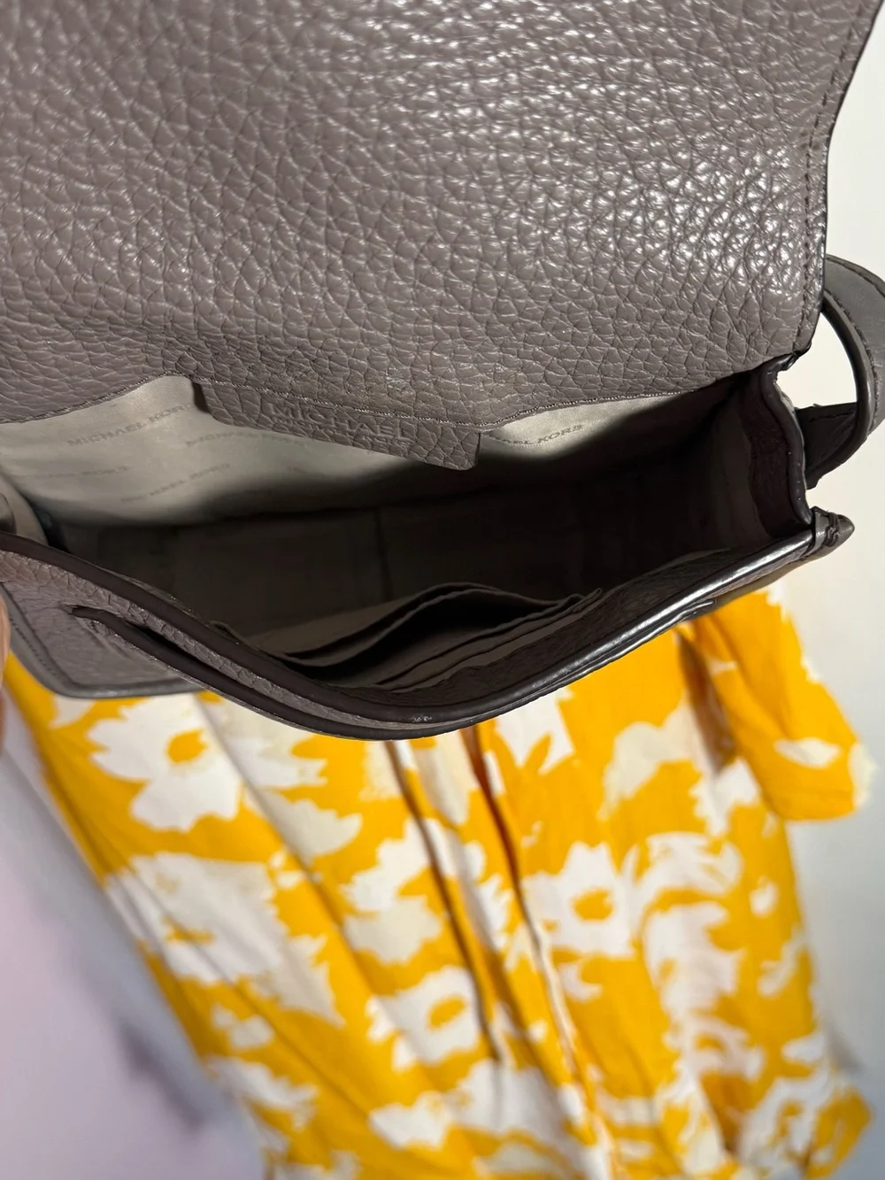 Michael Kors Gray Pebbled Leather Crossbody Bag